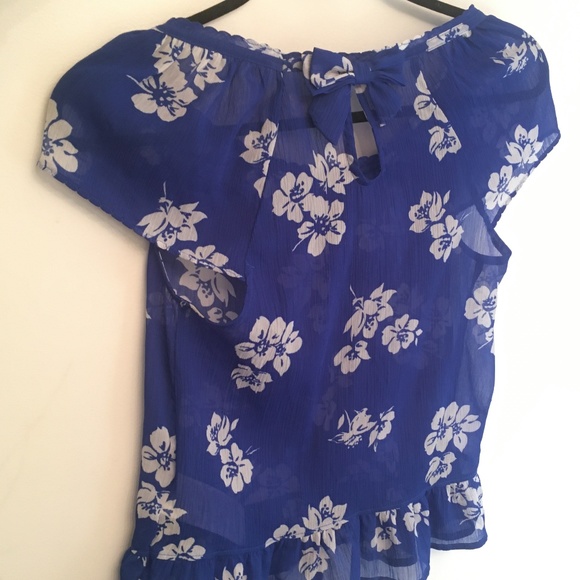 Hollister royal blue sheer floral blouse. MOVING SALE - LAST CHANCE - Picture 2 of 9